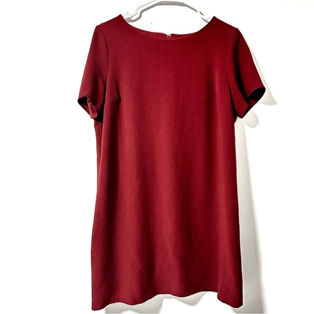 Charming Charlie Maroon Red Shift Dress Short Sleeve Women’s Size Large Spring - Picture 2 of 11